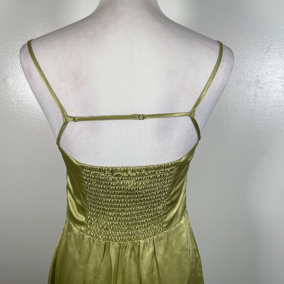 Samsoe Samsoe Slip Dress Womens S Lime Green Satin Smocked Back Adjustable Strap - Picture 11 of 16